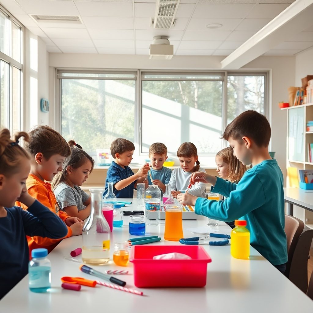 子どもたちが実験を楽しんでいる様子