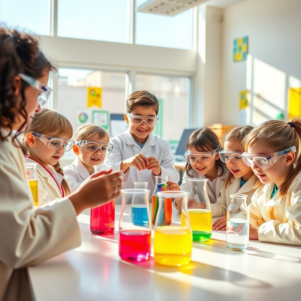子供たちが実験を楽しんでいる様子