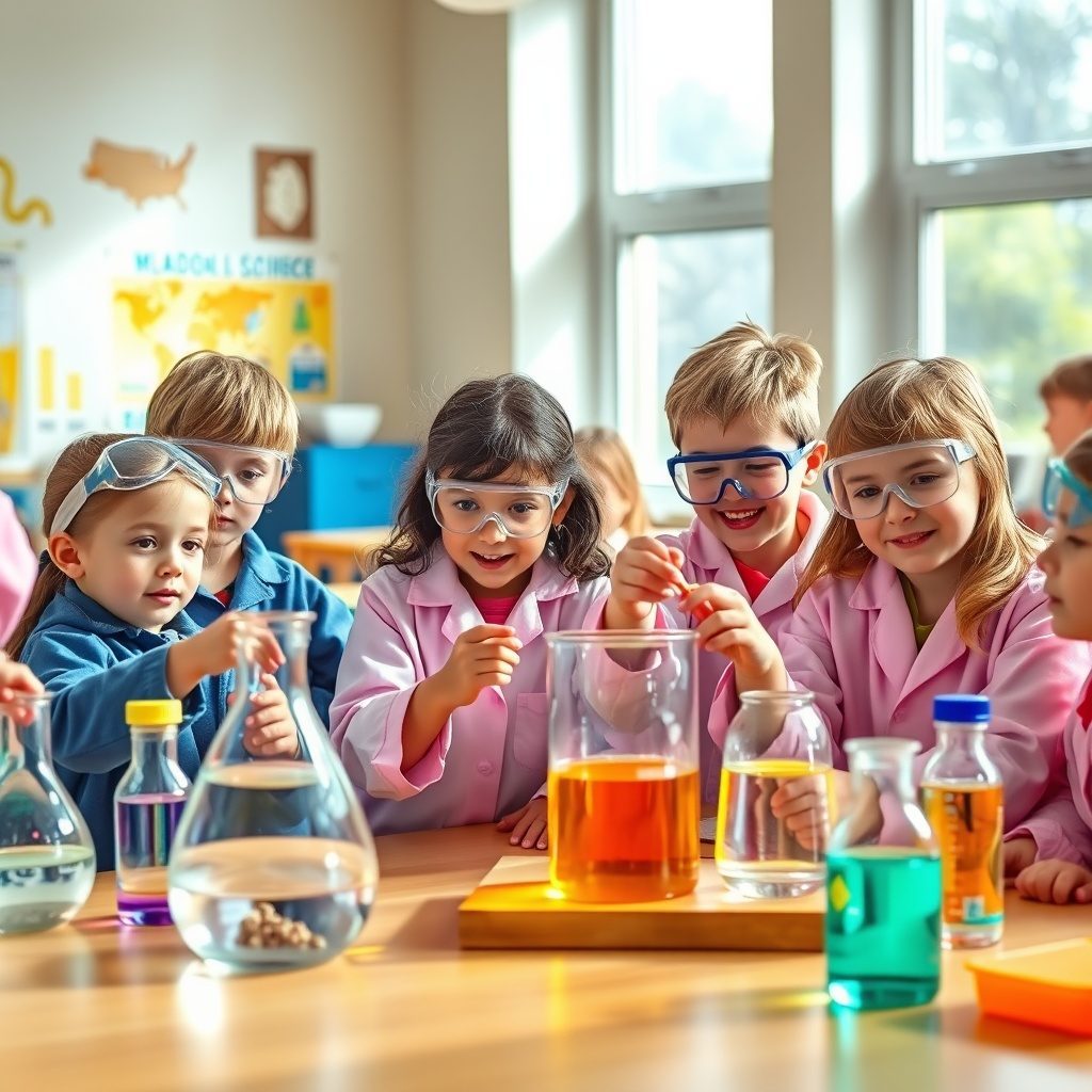 子供たちが実験を楽しんでいる様子